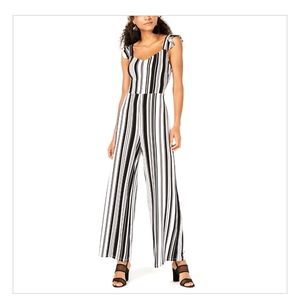 Bar lll Striped Cutout Jumpsuit Black and White